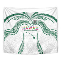Hawaii Rainbow Warriors Tapestry Polynesian Motif White Color