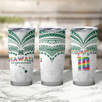 Custom Hawaii Rainbow Warriors Tumbler Cup Polynesian Motif White Color