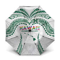 Hawaii Rainbow Warriors Umbrella Polynesian Motif White Color