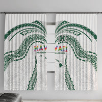 Hawaii Rainbow Warriors Window Curtain Polynesian Motif White Color