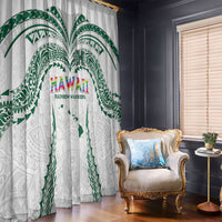 Hawaii Rainbow Warriors Window Curtain Polynesian Motif White Color