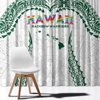 Hawaii Rainbow Warriors Window Curtain Polynesian Motif White Color
