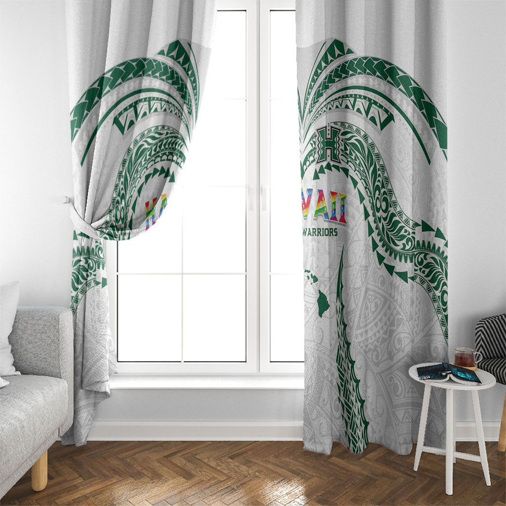 Hawaii Rainbow Warriors Window Curtain Polynesian Motif White Color