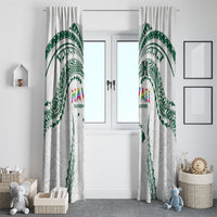 Hawaii Rainbow Warriors Window Curtain Polynesian Motif White Color
