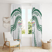 Hawaii Rainbow Warriors Window Curtain Polynesian Motif White Color