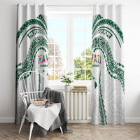Hawaii Rainbow Warriors Window Curtain Polynesian Motif White Color
