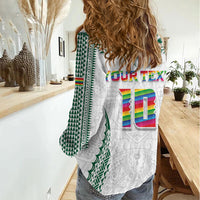 Custom Hawaii Rainbow Warriors Women Casual Shirt Polynesian Motif White Color