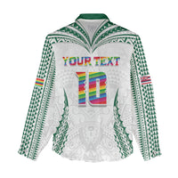 Custom Hawaii Rainbow Warriors Women Casual Shirt Polynesian Motif White Color