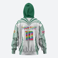 Custom Hawaii Rainbow Warriors Zip Hoodie Polynesian Motif White Color