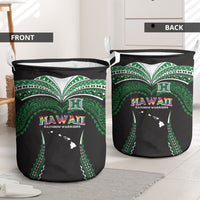Hawaii Rainbow Warriors Laundry Basket Polynesian Motif Black Color