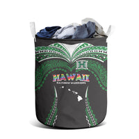 Hawaii Rainbow Warriors Laundry Basket Polynesian Motif Black Color