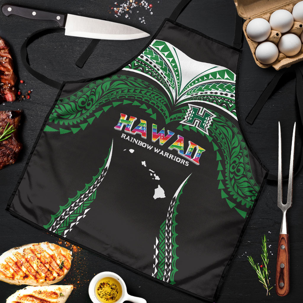 Hawaii Rainbow Warriors Apron Polynesian Motif Black Color