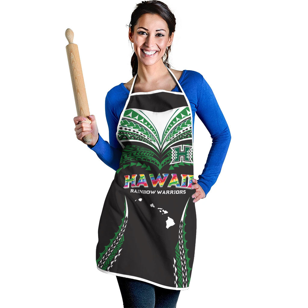 Hawaii Rainbow Warriors Apron Polynesian Motif Black Color