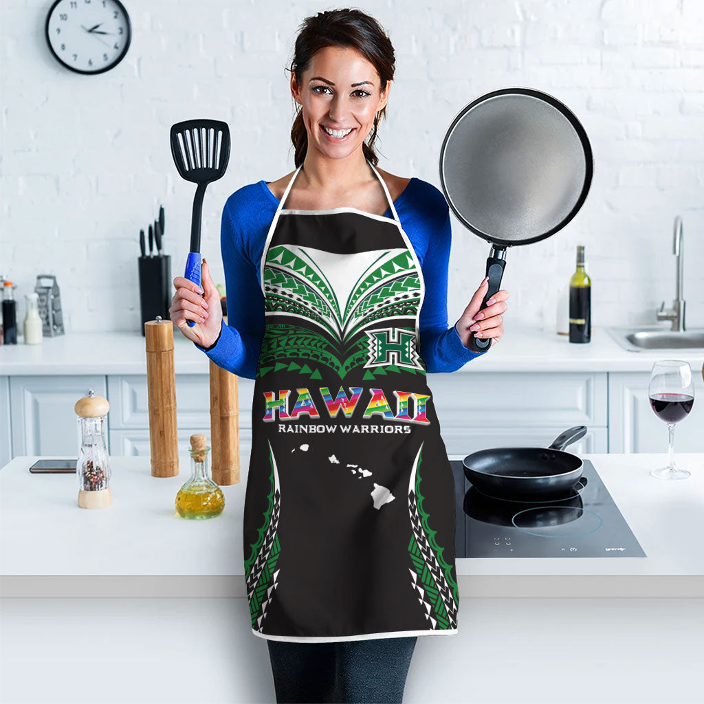 Hawaii Rainbow Warriors Apron Polynesian Motif Black Color