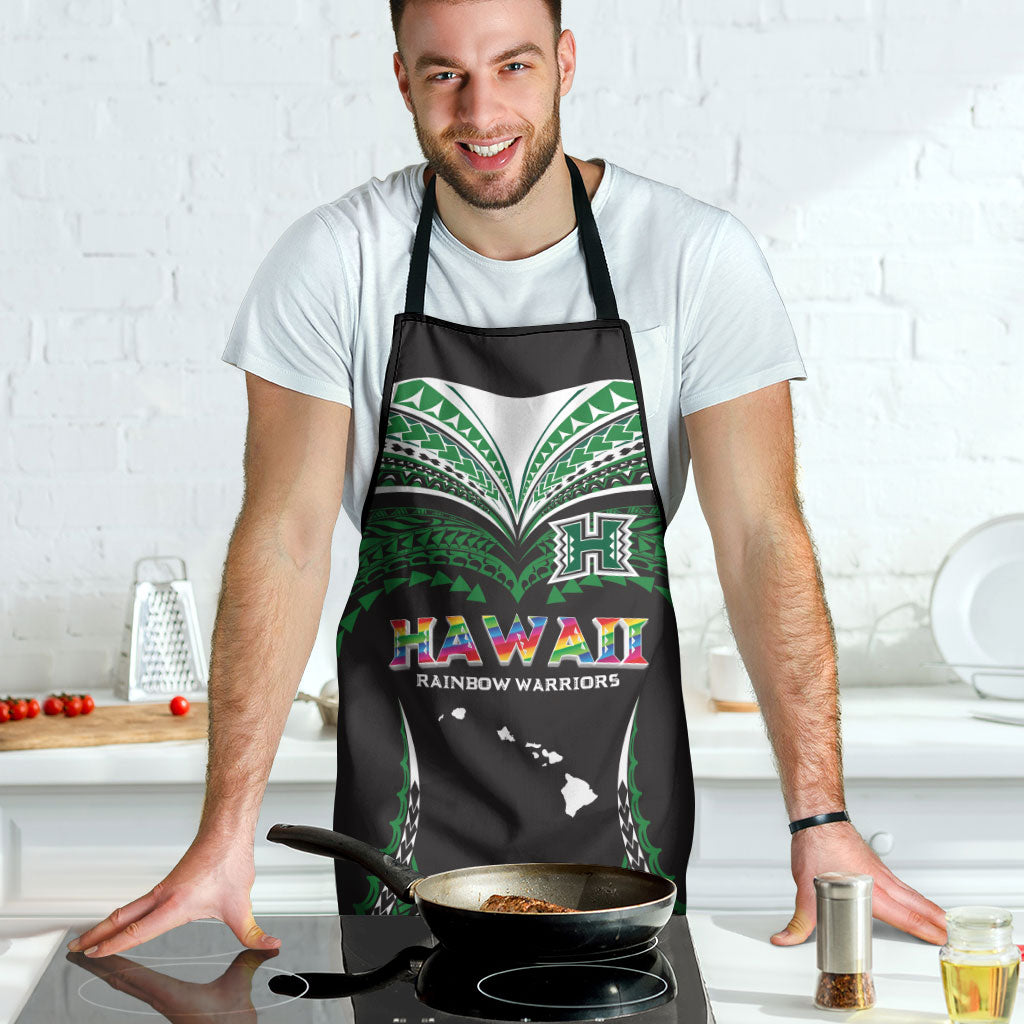 Hawaii Rainbow Warriors Apron Polynesian Motif Black Color