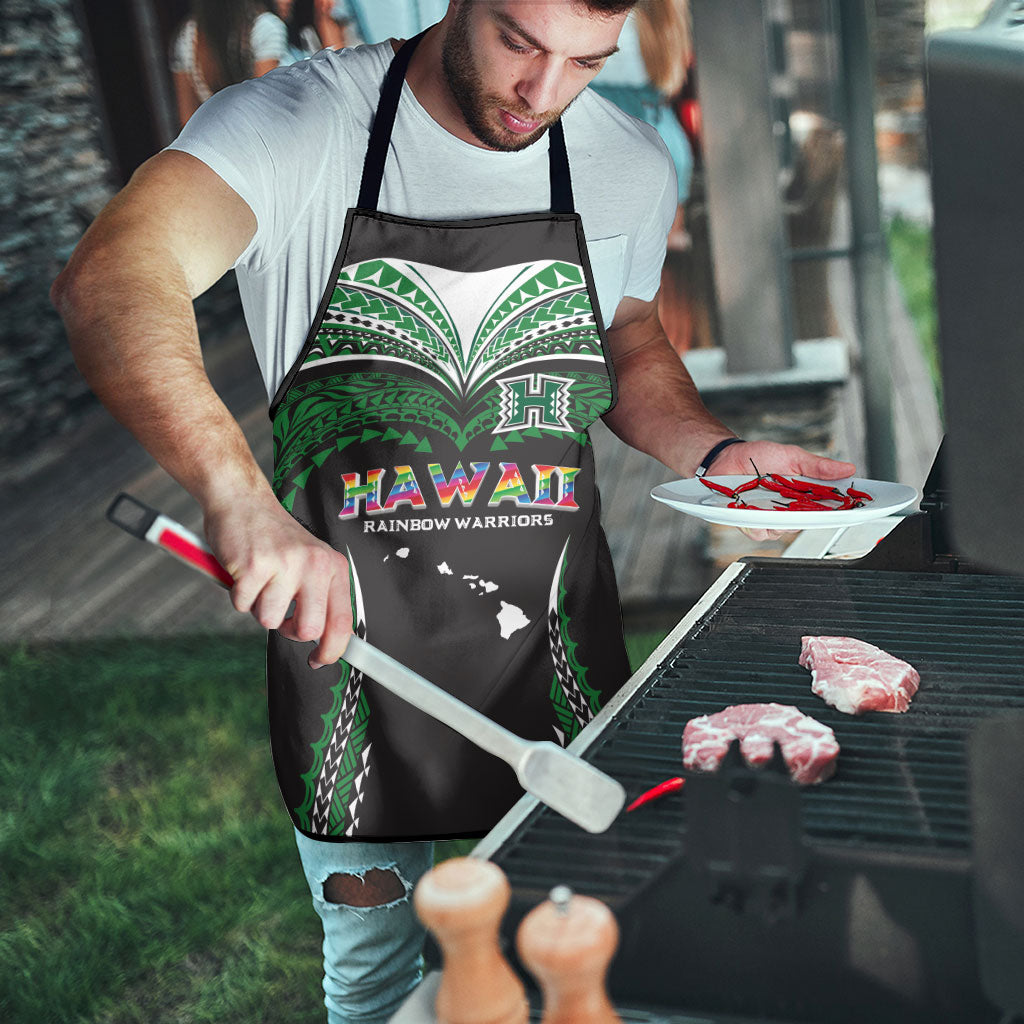 Hawaii Rainbow Warriors Apron Polynesian Motif Black Color