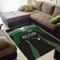 Hawaii Rainbow Warriors Area Rug Polynesian Motif Black Color