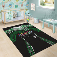 Hawaii Rainbow Warriors Area Rug Polynesian Motif Black Color