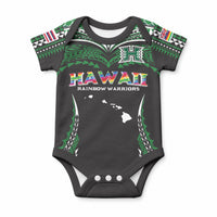 Custom Hawaii Rainbow Warriors Baby Onesie Polynesian Motif Black Color