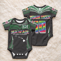 Custom Hawaii Rainbow Warriors Baby Onesie Polynesian Motif Black Color