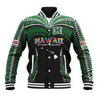 Custom Hawaii Rainbow Warriors Baseball Jacket Polynesian Motif Black Color