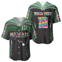 Custom Hawaii Rainbow Warriors Baseball Jersey Polynesian Motif Black Color