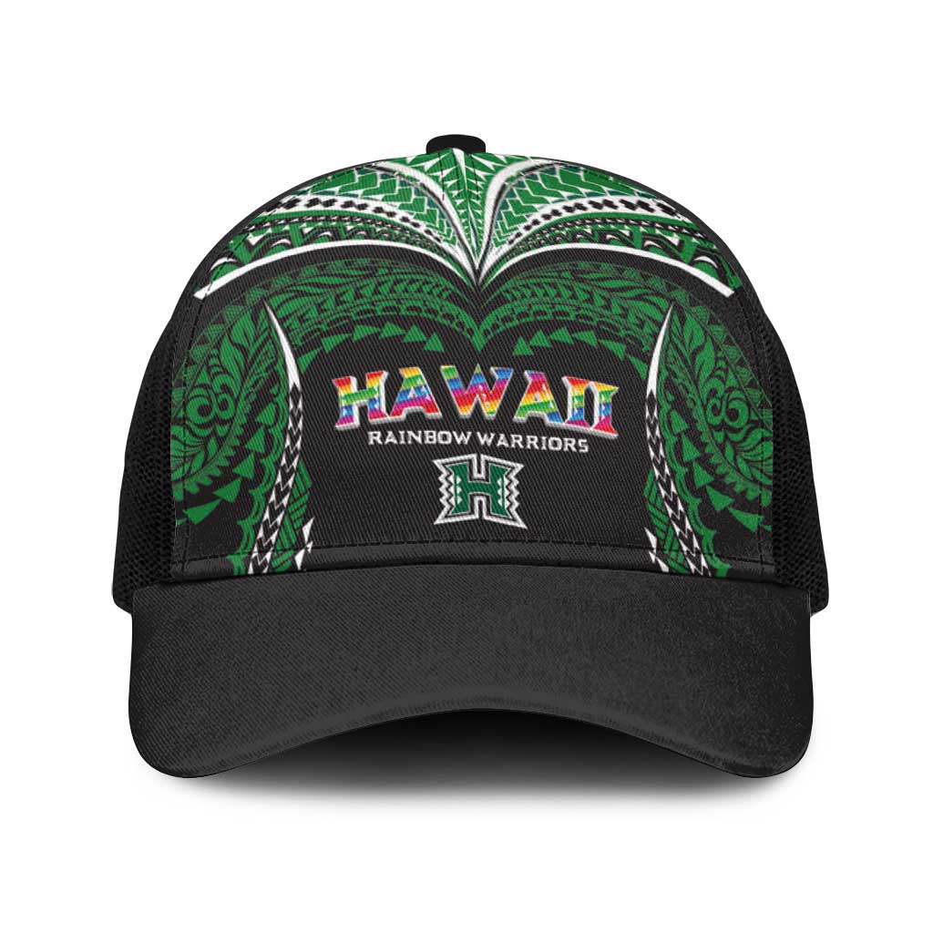 Hawaii Rainbow Warriors Baseball Net Cap Polynesian Motif Black Color