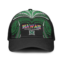 Hawaii Rainbow Warriors Baseball Net Cap Polynesian Motif Black Color