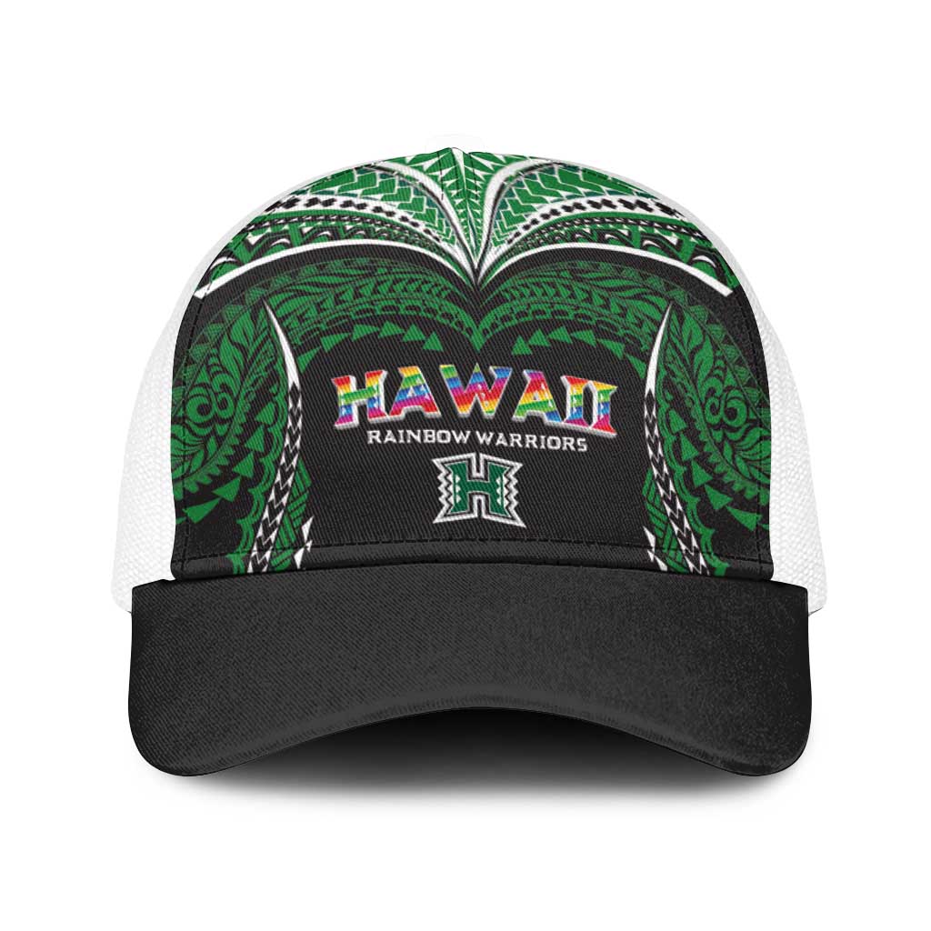 Hawaii Rainbow Warriors Baseball Net Cap Polynesian Motif Black Color