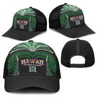 Hawaii Rainbow Warriors Baseball Net Cap Polynesian Motif Black Color