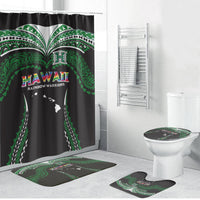 Hawaii Rainbow Warriors Bathroom Set Polynesian Motif Black Color