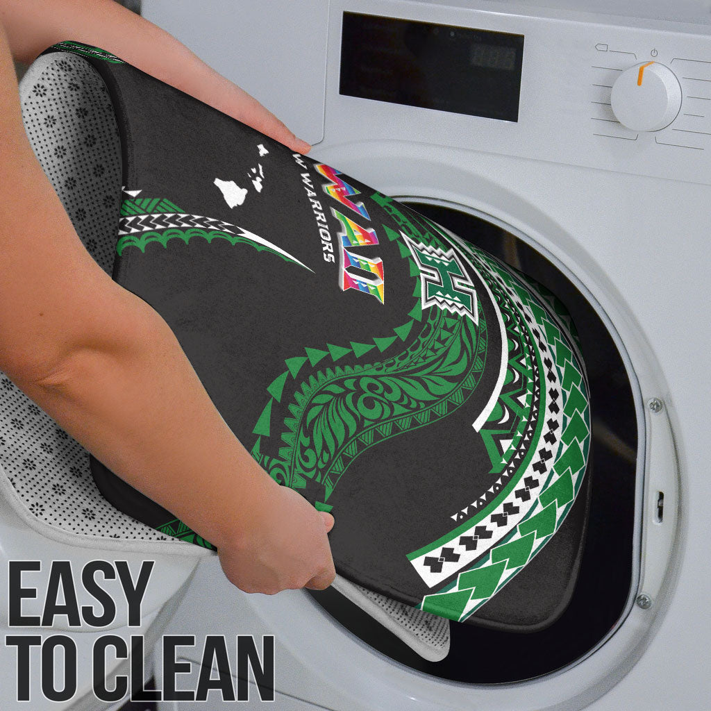 Hawaii Rainbow Warriors Bathroom Set Polynesian Motif Black Color