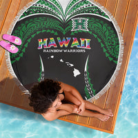 Hawaii Rainbow Warriors Beach Blanket Polynesian Motif Black Color