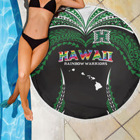 Hawaii Rainbow Warriors Beach Blanket Polynesian Motif Black Color