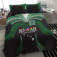 Hawaii Rainbow Warriors Bedding Set Polynesian Motif Black Color