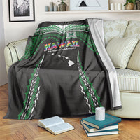 Hawaii Rainbow Warriors Blanket Polynesian Motif Black Color