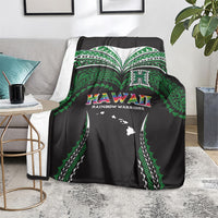 Hawaii Rainbow Warriors Blanket Polynesian Motif Black Color