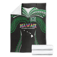 Hawaii Rainbow Warriors Blanket Polynesian Motif Black Color