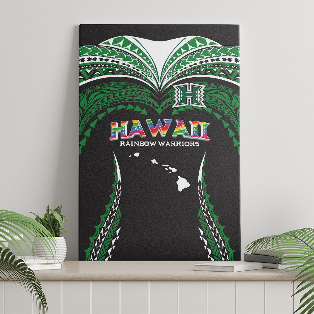 Hawaii Rainbow Warriors Canvas Wall Art Polynesian Motif Black Color