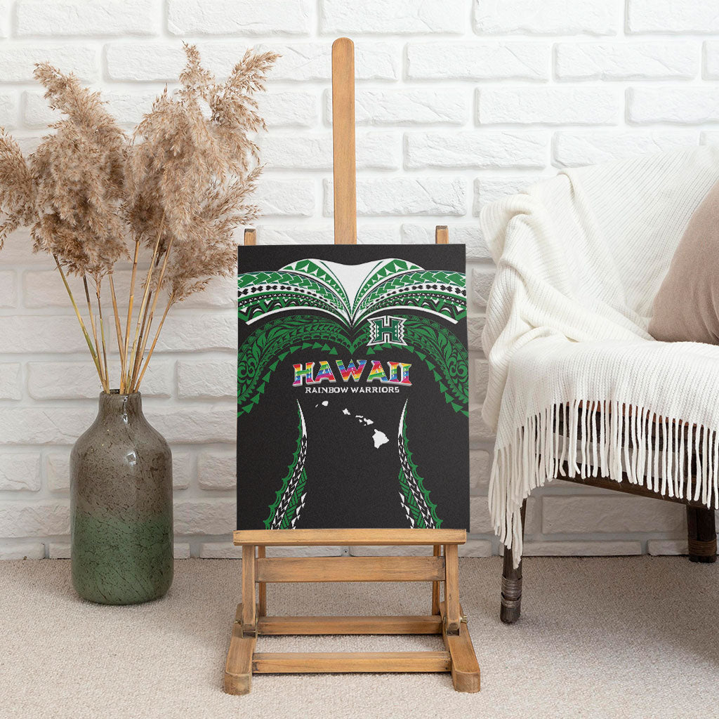 Hawaii Rainbow Warriors Canvas Wall Art Polynesian Motif Black Color