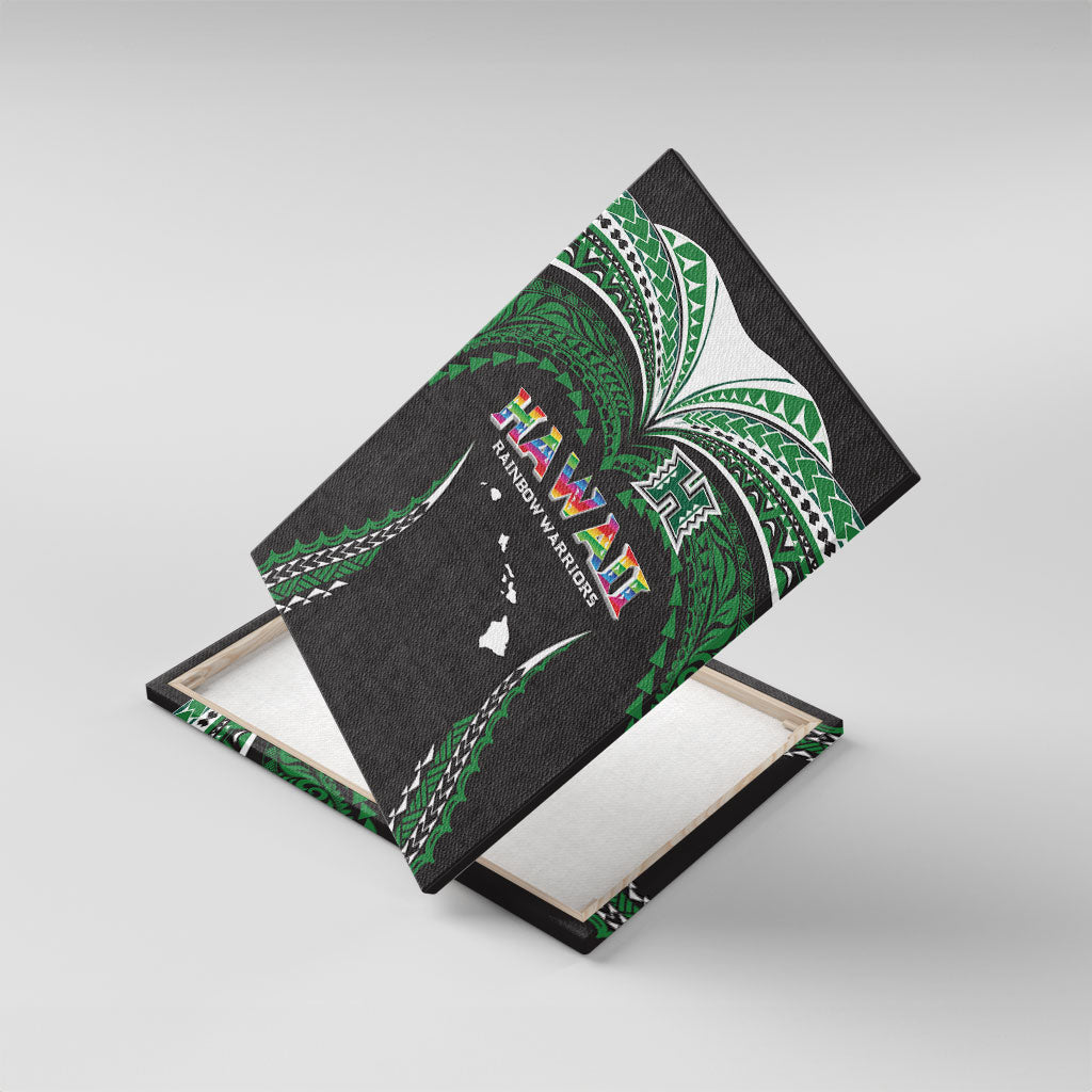 Hawaii Rainbow Warriors Canvas Wall Art Polynesian Motif Black Color