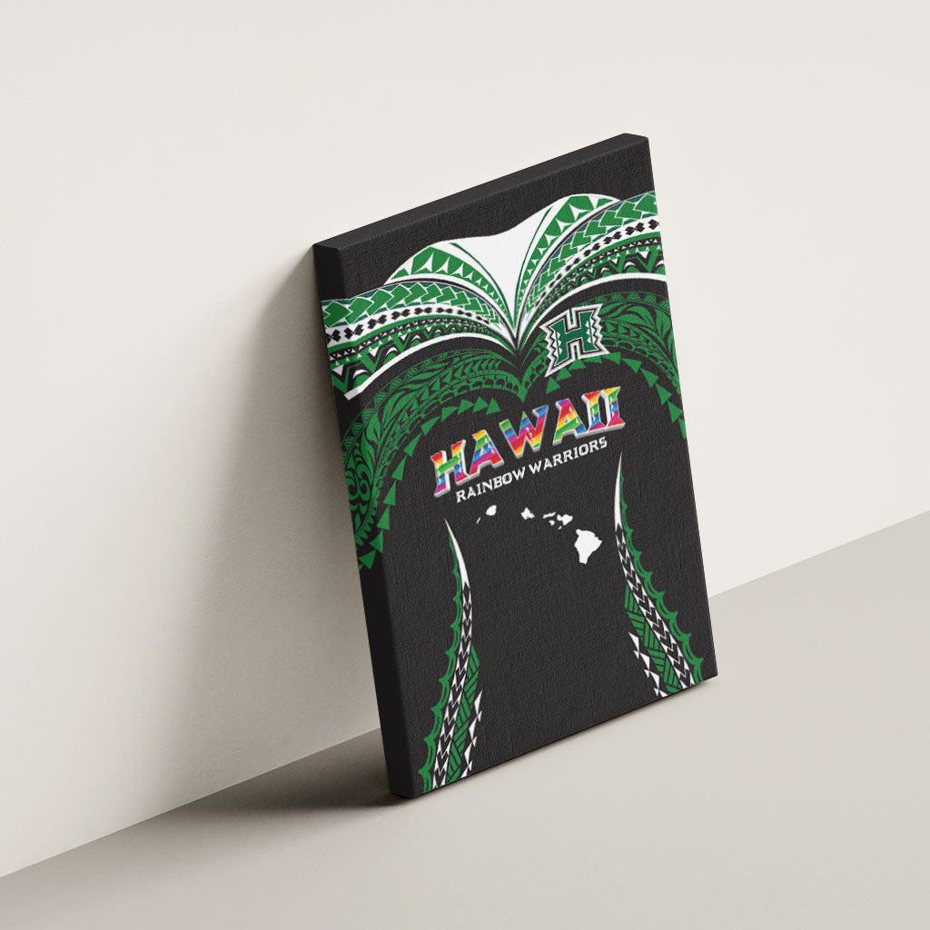 Hawaii Rainbow Warriors Canvas Wall Art Polynesian Motif Black Color