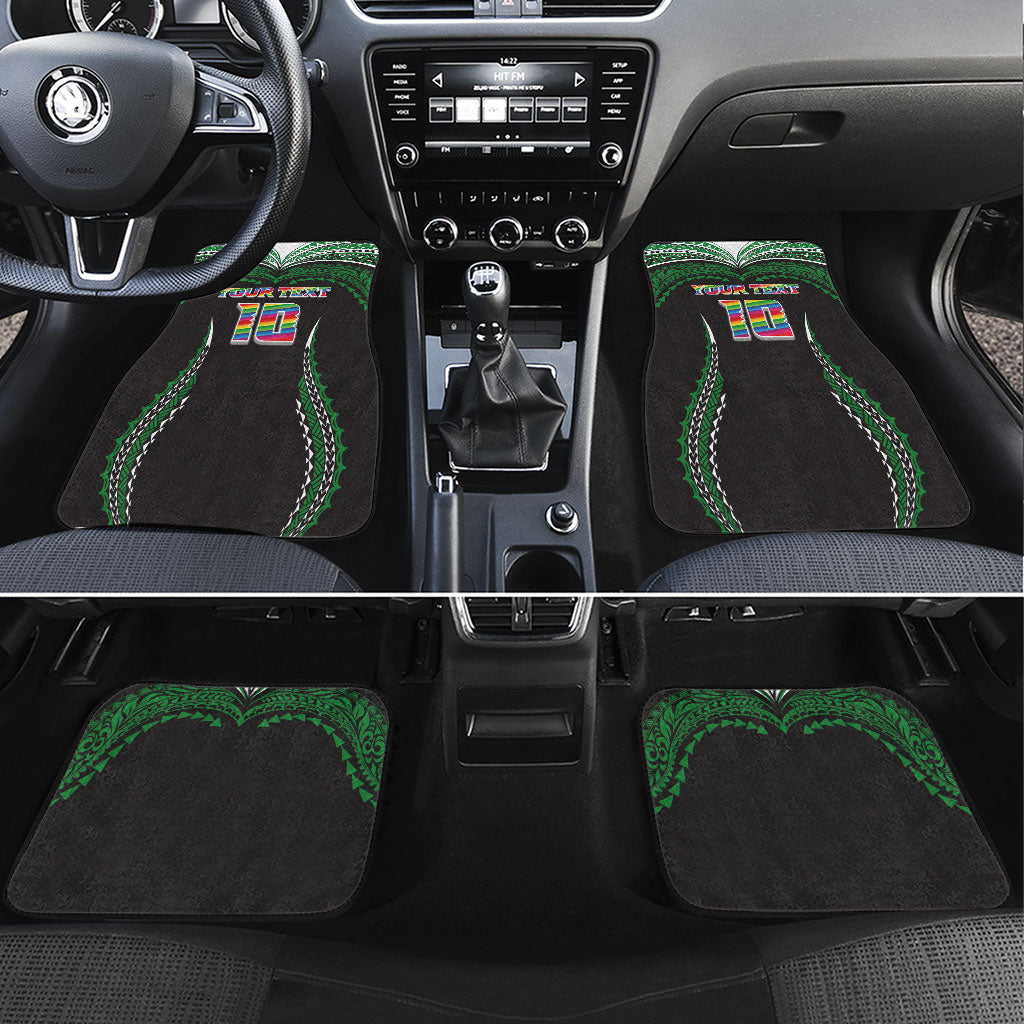 Custom Hawaii Rainbow Warriors Car Mats Polynesian Motif Black Color