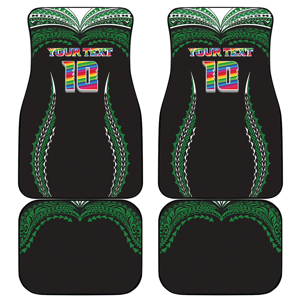 Custom Hawaii Rainbow Warriors Car Mats Polynesian Motif Black Color