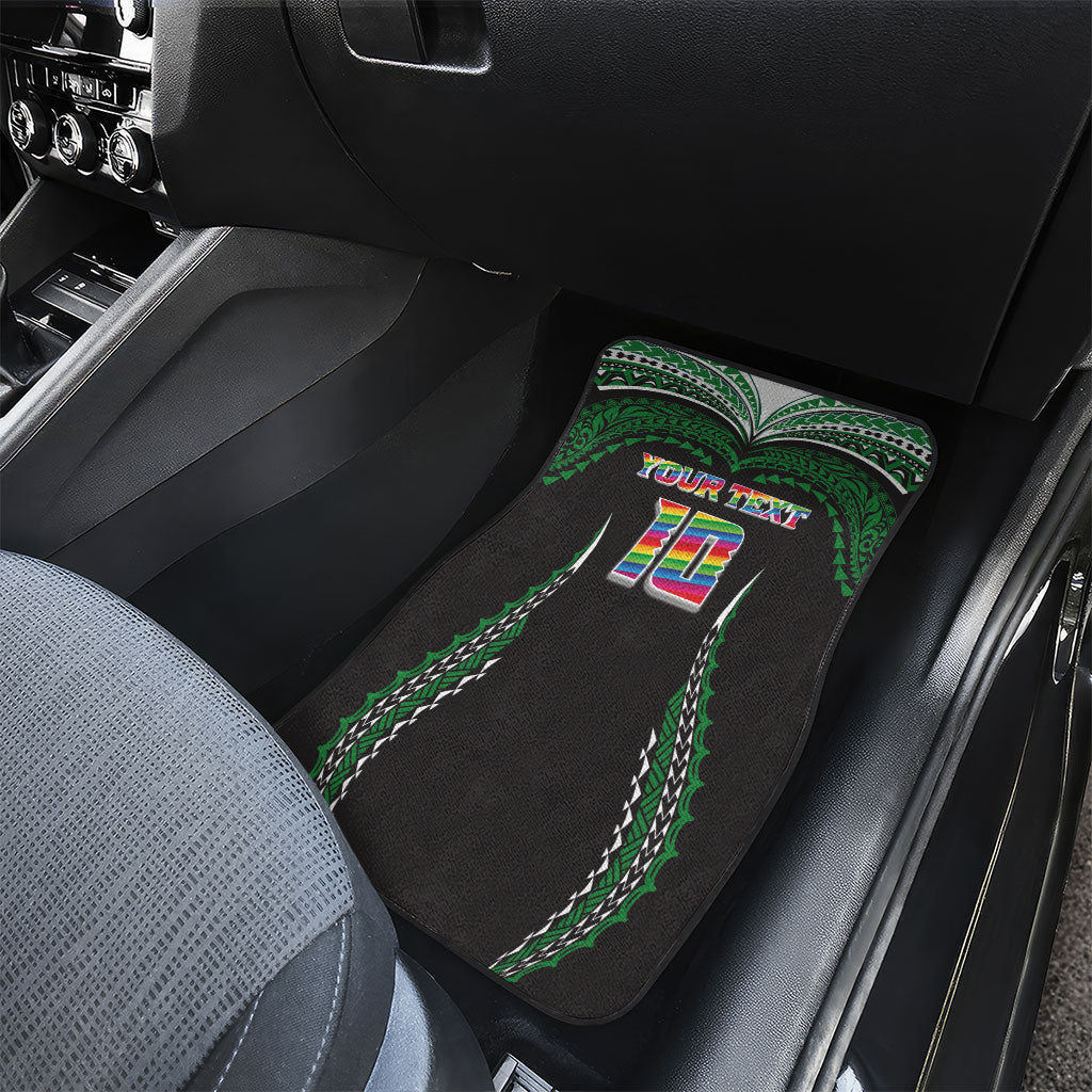 Custom Hawaii Rainbow Warriors Car Mats Polynesian Motif Black Color