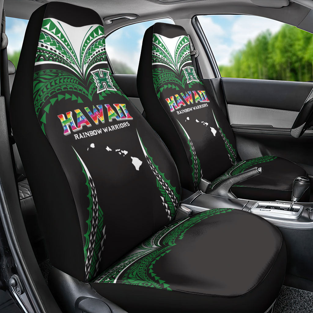 Hawaii Rainbow Warriors Car Seat Cover Polynesian Motif Black Color