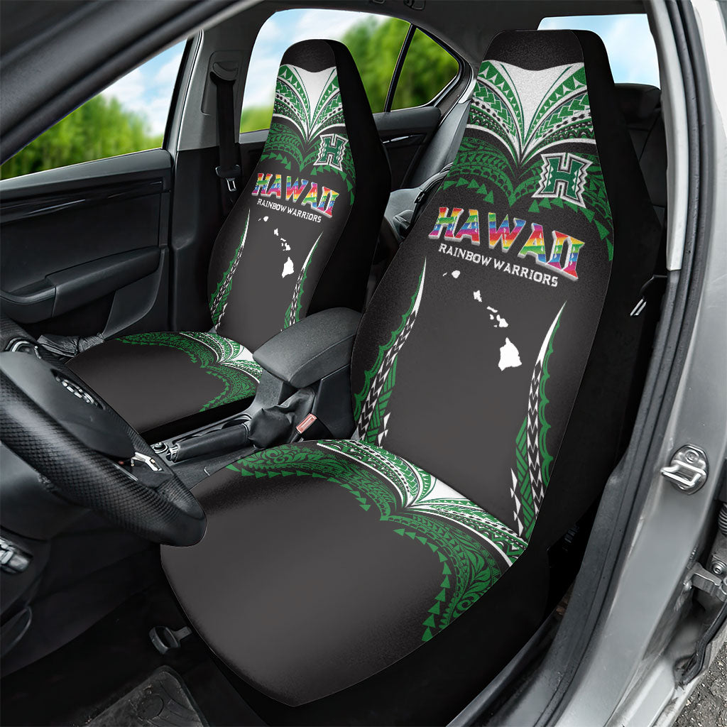Hawaii Rainbow Warriors Car Seat Cover Polynesian Motif Black Color