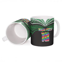 Custom Hawaii Rainbow Warriors Ceramic Mug Polynesian Motif Black Color