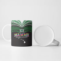 Custom Hawaii Rainbow Warriors Ceramic Mug Polynesian Motif Black Color