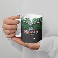 Custom Hawaii Rainbow Warriors Ceramic Mug Polynesian Motif Black Color